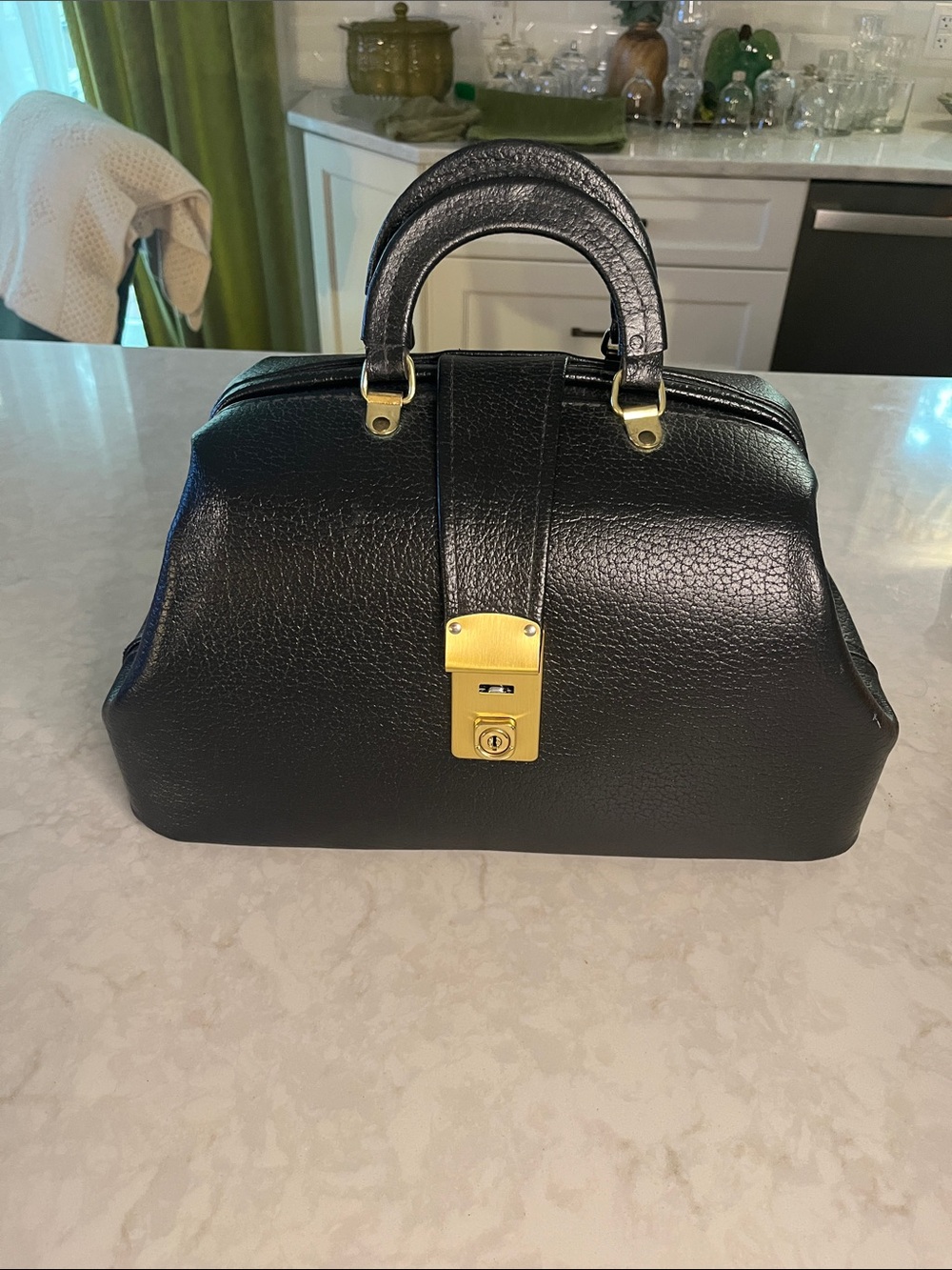Vintage  Grafco Black Leather Doctor Physician Medical Bag Satchel E9 1542